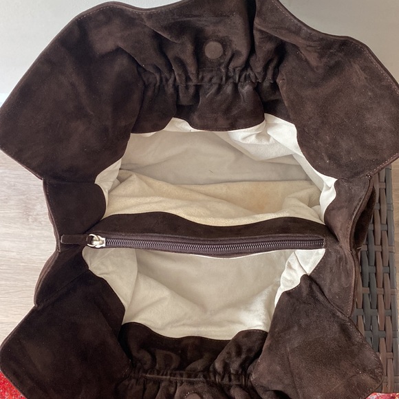 Giorgio Armani Suede Shoulder Bag Purse Chocolate Brown - Picture 5 of 9